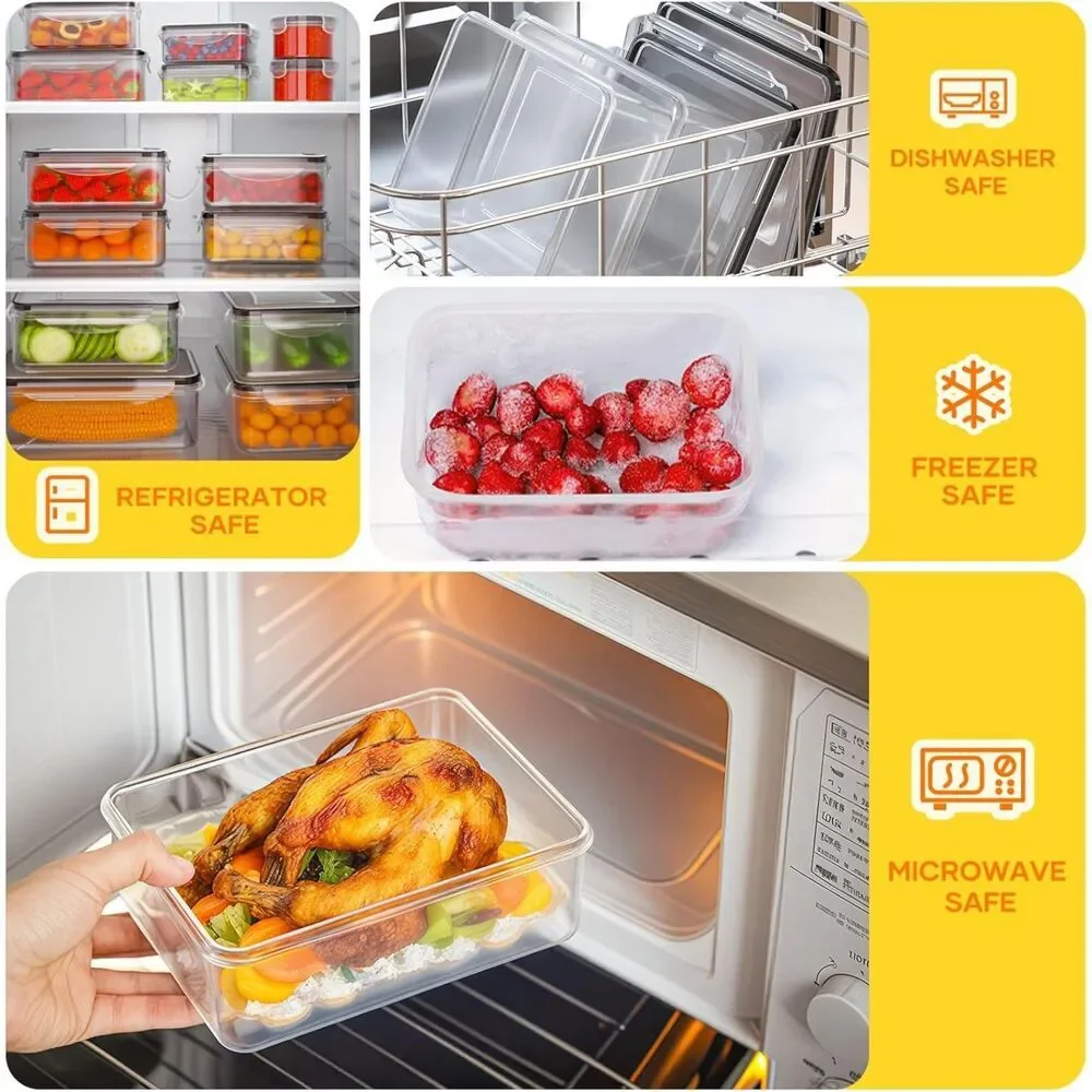 52 PCS Food Storage Containers with Lids Airtight Reusable Plastic Leakproof